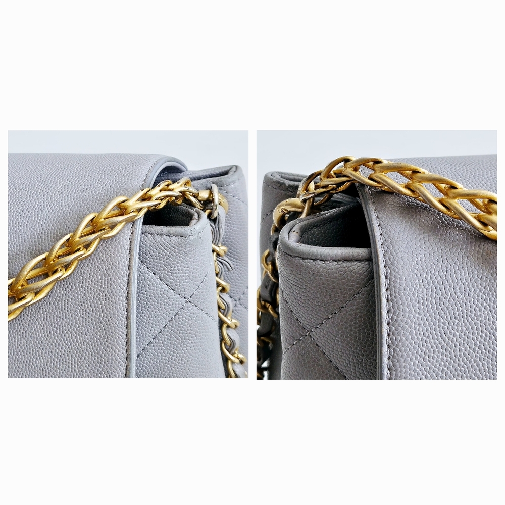 Chanel Gray Caviar Leather Top Handle Two-way Flap Bag - Picture 14 of 16